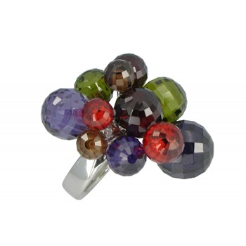 Ring Planets of Flowers Silver 925 and Multicolored Zirconias