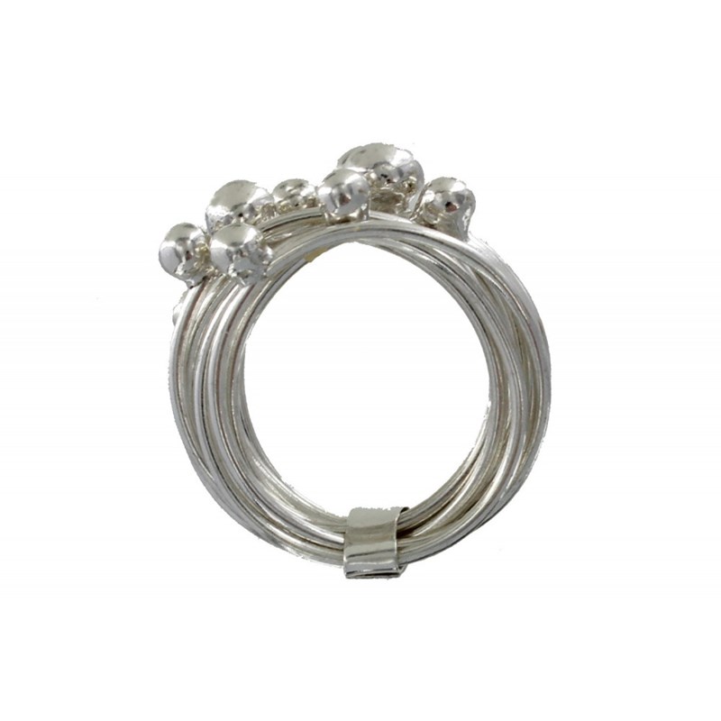 Bague Argent 925 Multiples Anneaux et Billes - vue 2