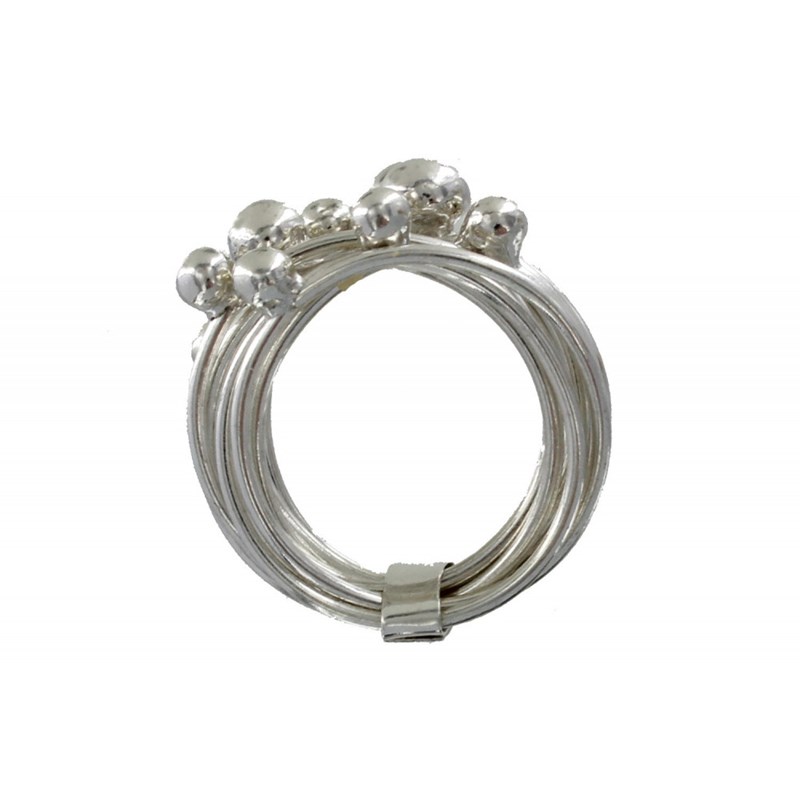 Bague Argent Multiples Anneaux et Billes - vue 2