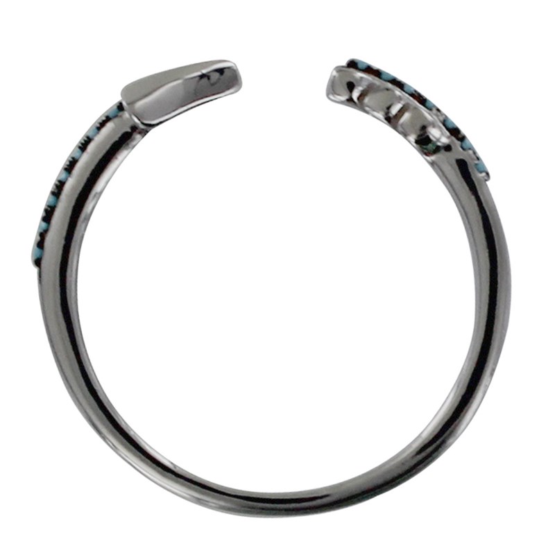 Bague Argent 925 Rhodié Flèche et Points Bleus - vue 2