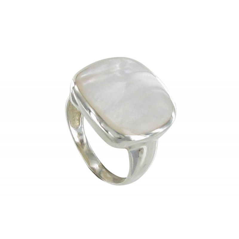 Bague Argent 925 Pavé Carré de Nacre Ivoire - vue 2