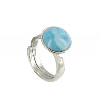 Bague Argent 925 Demi Sphère de Larimar