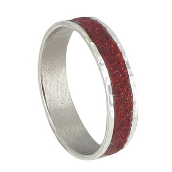 Bague Argent 925 Paillettes Rouge