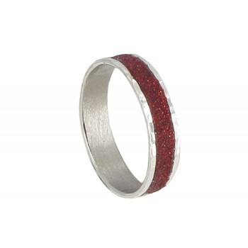 Bague Argent 925 Paillettes Rouge