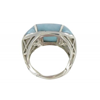 925 Silver and Larimar Squared Jewel Ring