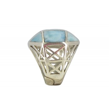 925 Silver and Larimar Squared Jewel Ring