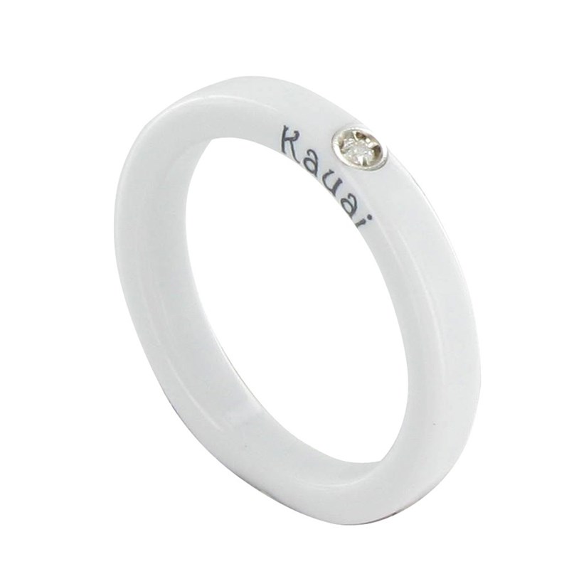 Bague Diamant Blanc Résine Blanche et Argent 925
