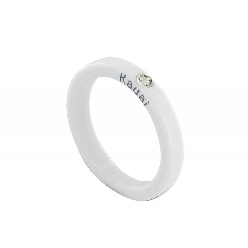 Bague Diamant Blanc Résine Blanche et Argent 925 - vue 2