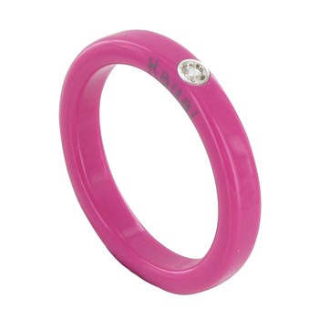 Bague Diamant Blanc Résine Fuchsia et Argent 925