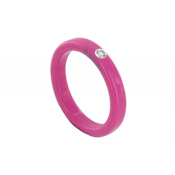 Bague Diamant Blanc Résine Fuchsia et Argent 925