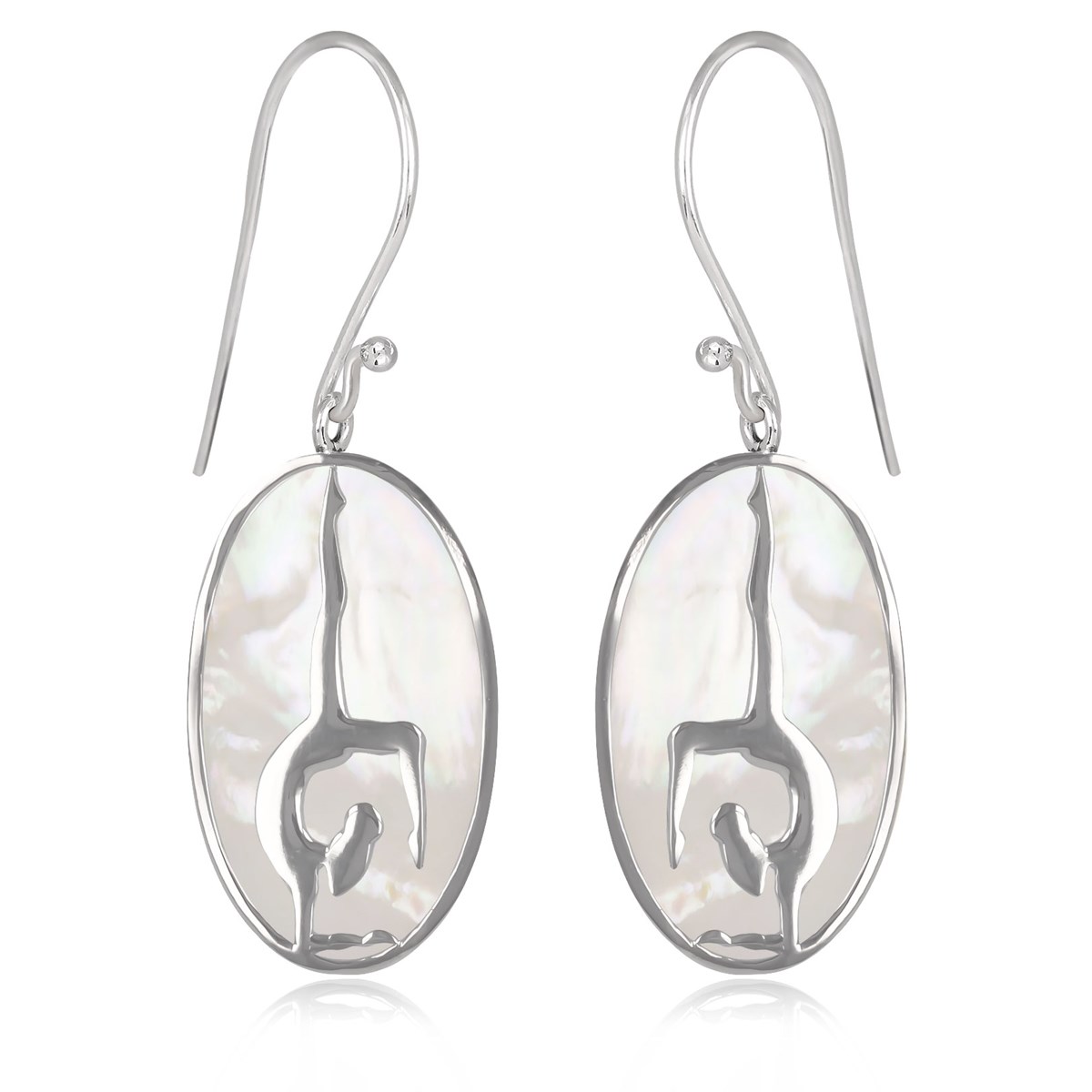 Boucles d'Oreille Yoga Pincha Mayurasana en Argent 925 et Nacre Blanche | Collection Zen ADEN