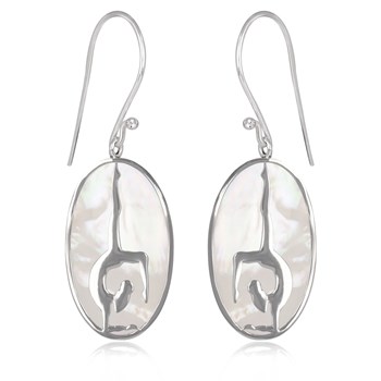 925 Sterling Silver and White Mother-of-Pearl Yoga Pincha Mayurasana Earrings | ADEN Zen Collection