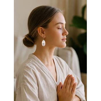 925 Sterling Silver and White Mother-of-Pearl Yoga Pincha Mayurasana Earrings | ADEN Zen Collection