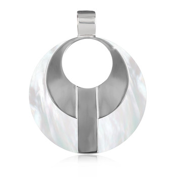 Cadeau Original création Pendentif nacre Argent massif rond femme