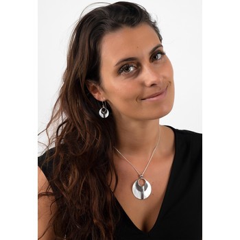 Cadeau Original création Pendentif nacre Argent massif rond femme