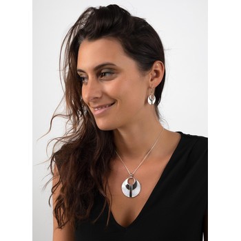 Cadeau Original création Pendentif nacre Argent massif rond femme
