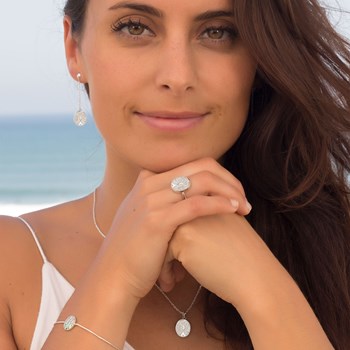 White Mother-of-Pearl and Rhodium Silver Earrings | Tree of Life Design | Aden