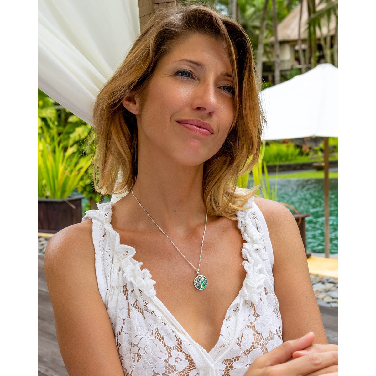 Pendentif Arbre de Vie en Nacre Abalone sur Argent 925 | Collection Naturelle - vue 2
