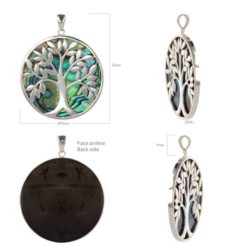 Pendentif Arbre de Vie en Nacre Abalone sur Argent 925 | Collection Naturelle