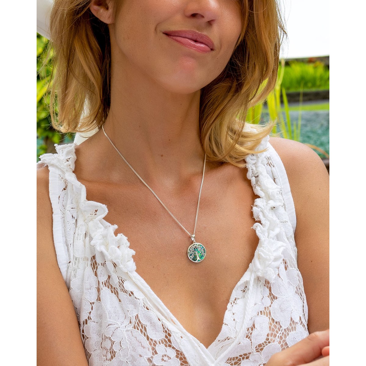 Pendentif Arbre de Vie en Nacre Abalone sur Argent 925 | Collection Naturelle - vue 4