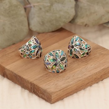 Bague Abalone et Argent 925 Motif Floral | Boutique ADEN