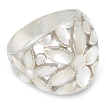 Bague en Nacre Blanche et Argent 925 - Motif Floral Élégant et Raffiné | Aden
