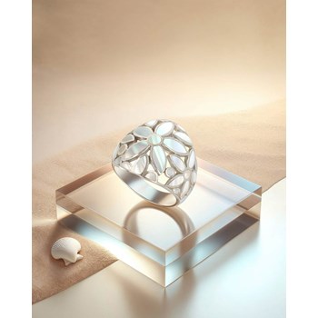 Bague en Nacre Blanche et Argent 925 - Motif Floral Élégant et Raffiné | Aden