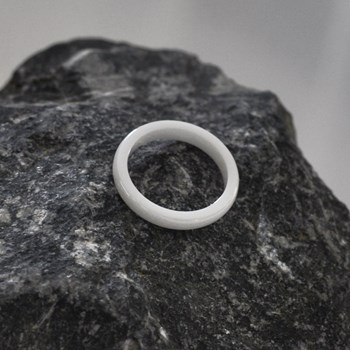 Bague Anneau de Céramique Blanche - 3mm