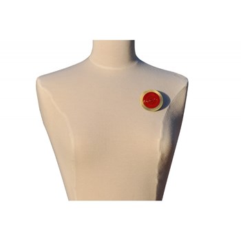 Broche Disque en Laiton Pâte de Verre