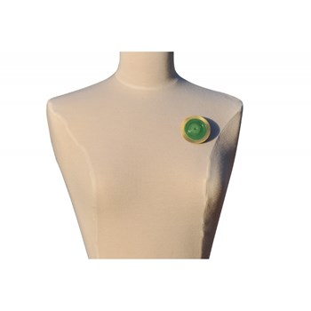 Broche Disque en Laiton Pâte de Verre