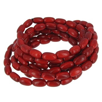 Elastic Necklace or Bracelet Tagua seeds - Classics - Red