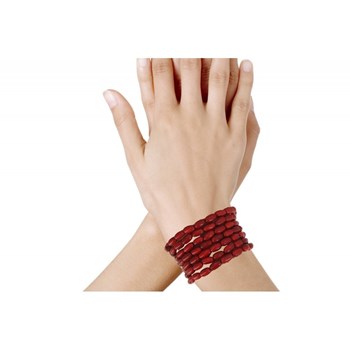 Elastic Necklace or Bracelet Tagua seeds - Classics - Red