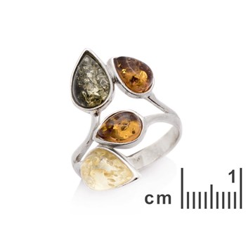 Bague argent 925 Ambre veritable de la mer Baltique