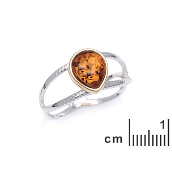 Bague argent 925 Ambre veritable de la mer Baltique
