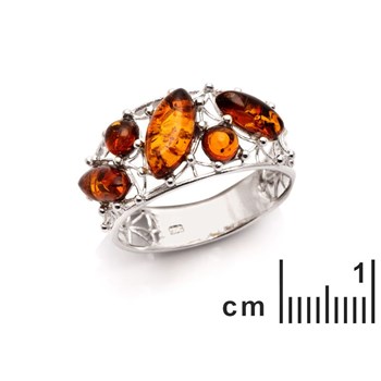 Bague argent 925 Ambre veritable de la mer Baltique