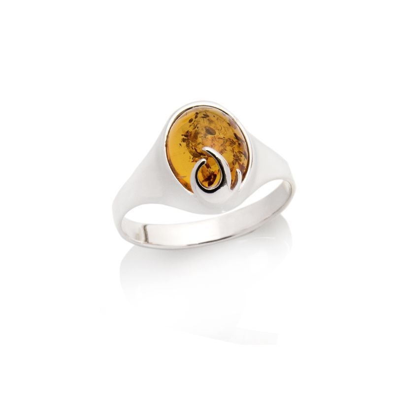 Bague argent 925 Ambre veritable de la mer Baltique