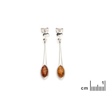 Boucle d'oreille argent 925 Ambre veritable de la mer Baltique