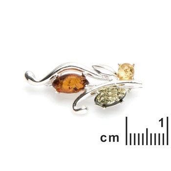 Broche argent 925 Ambre veritable de la mer Baltique