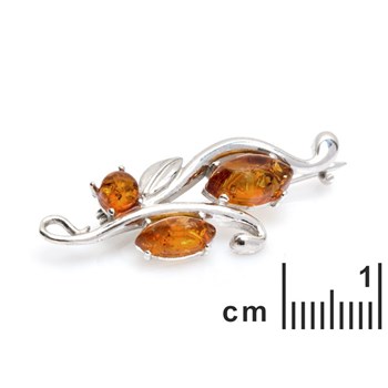 Broche argent 925 Ambre veritable de la mer Baltique