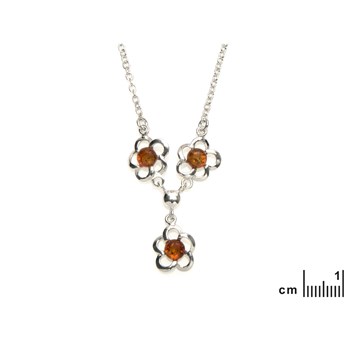 Collier argent rhodie 925 Ambre veritable de la mer Baltique