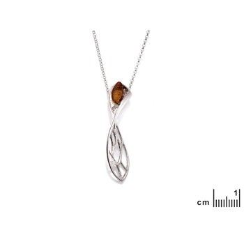 Collier argent ambre cognac