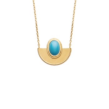 Yellow gold plated and turquoise stone LAGOON necklace - Bijoux Privés Discovery