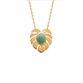 Collier plaqué or jaune et pierre aventurine FLORA - Bijoux Privés Discovery