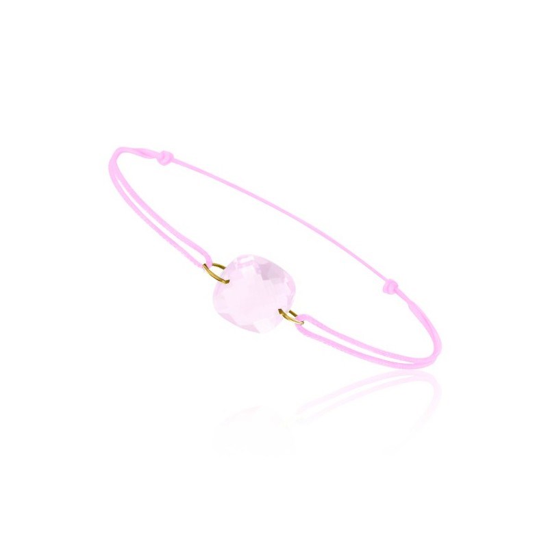 Bracelet avec quartz rose et cordon rose - Be Jewels