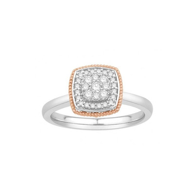 Bague Diamants Type Solitaire Halo Epaule Or Bicolore 375 00