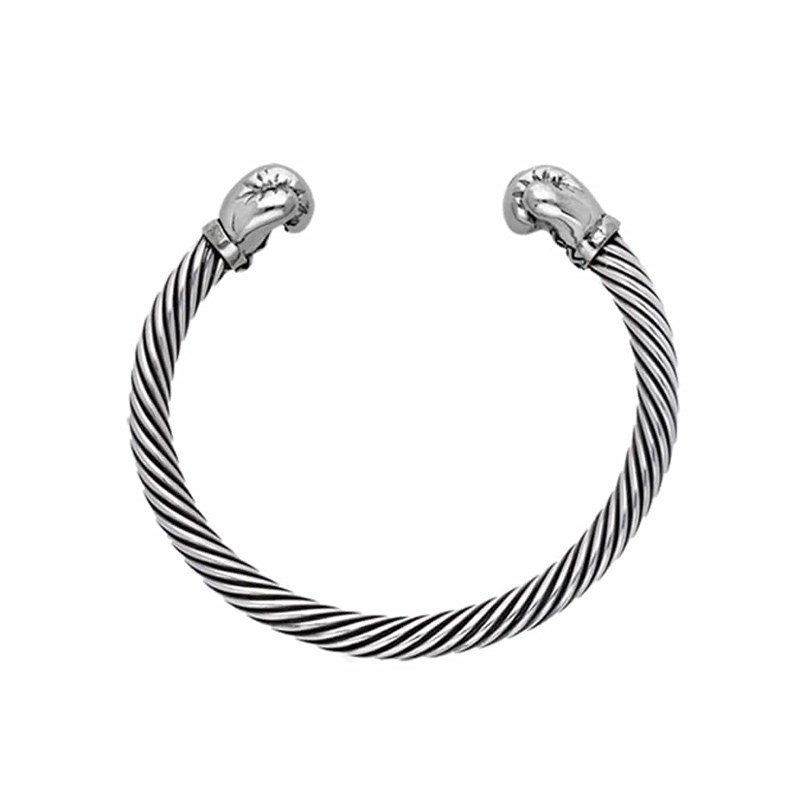 Bracelet jonc argent gants de boxe - vue V2