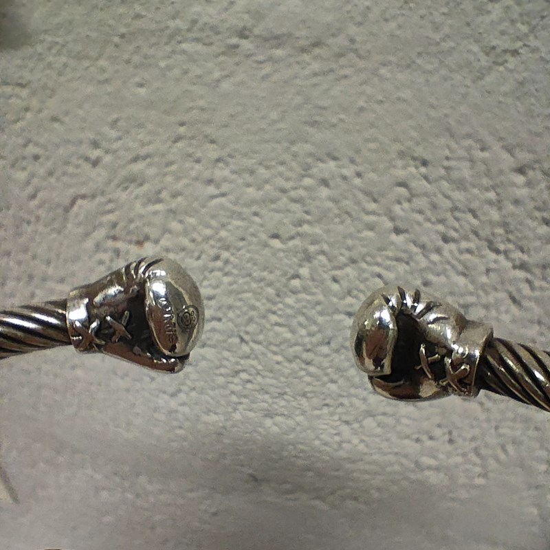 Bracelet jonc argent gants de boxe - vue V3