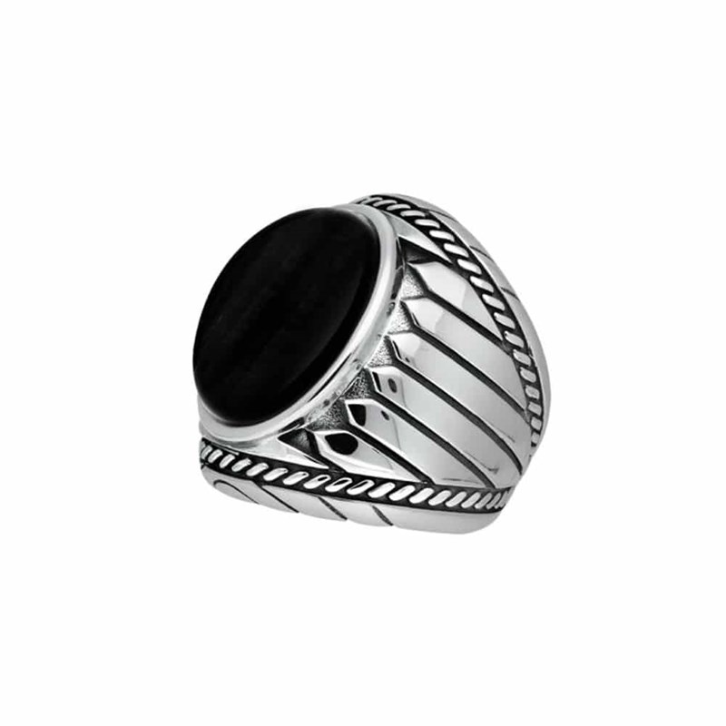 Bague Homme Argent Onyx Indiana - vue 3