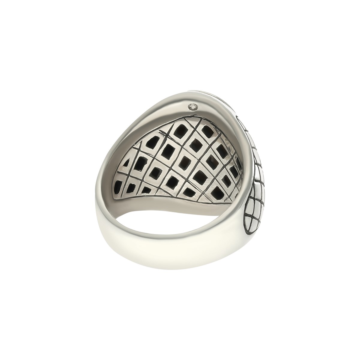 Bague Homme oeil De Tigre Rouge Asymétrique Argent - vue 3