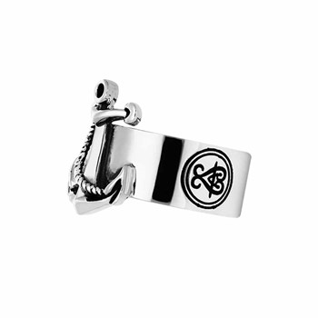 Bague Jonc Homme Ancre Marine Argent